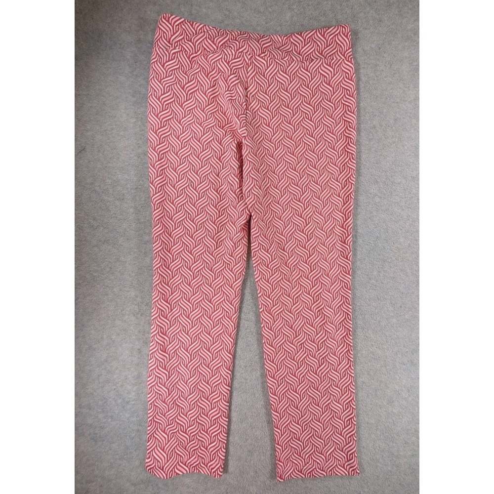 J. McLaughlin Newport Capri Pants Pink White Geo Waves Chevron  Size Medium - Picture 3 of 10